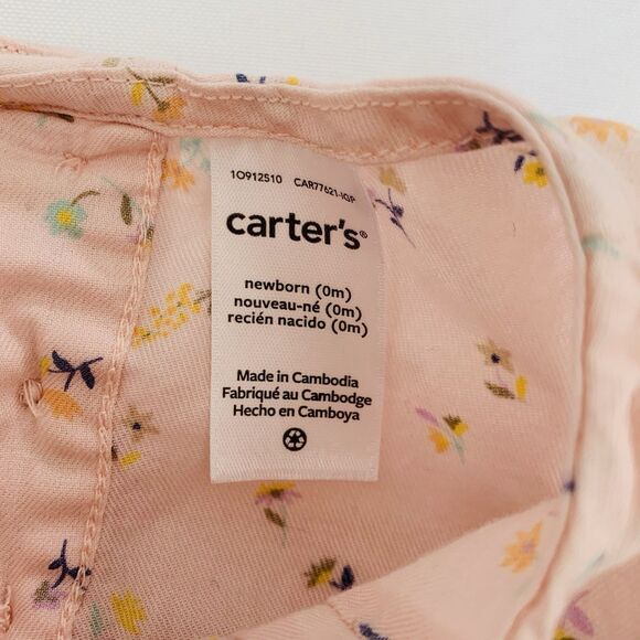 Carters Bubble Romper Baby Girl Newborn NB Pastel Pink Floral Ruffle Preppy Boho - Picture 3 of 4